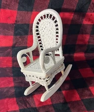 [New/ 1991 /Hallmark Galleries] Dollhouse Artisan White Wicker Rocking Chair!