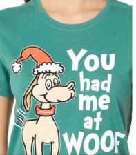 NWT Women's Life is Good You Had Me At Woof Max SPR Green SS Crusher Tee