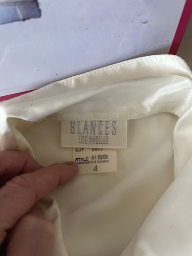 Vintage 80s Glances Los Angeles Satin Ruffle Front Secretary Blouse Size 4 - Picture 5 of 6