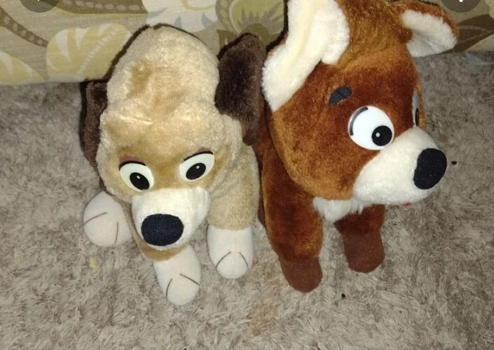 Vintage Disney fox and the hound tod and copper plush stuffed