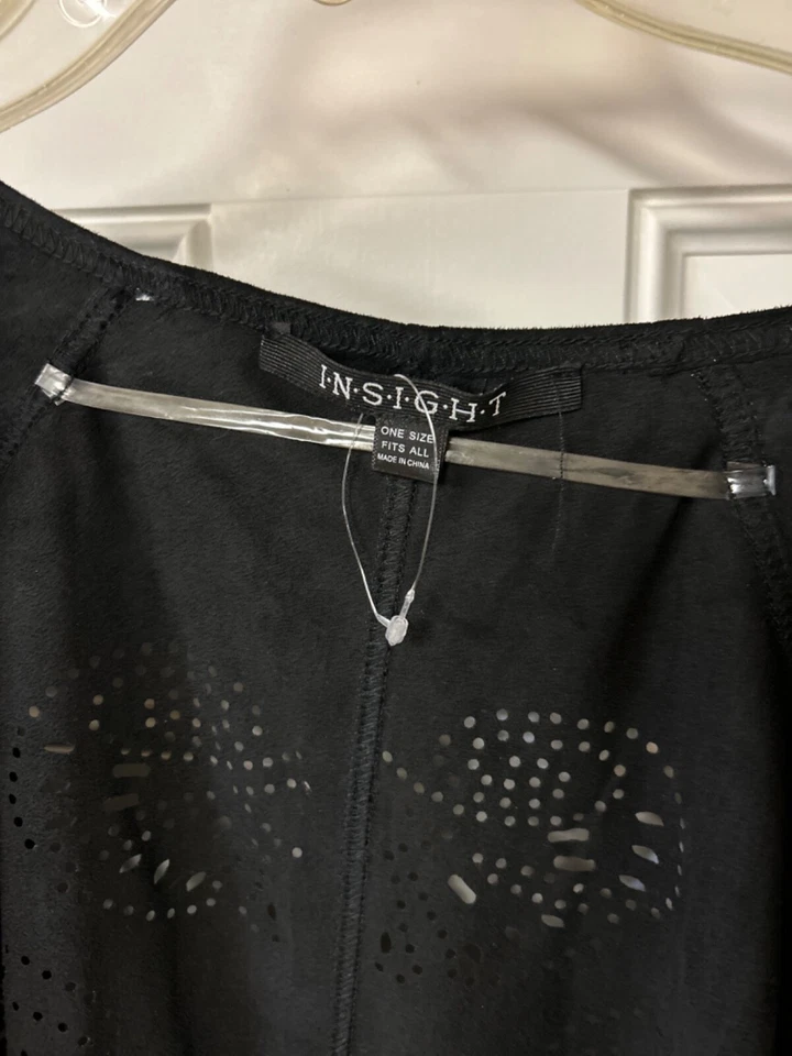 Poncho Insight Negro Boho Flecos Imitación Gamuza Capa Talla OS NUEVO SIN ETIQUETAS Foto 4 de 4