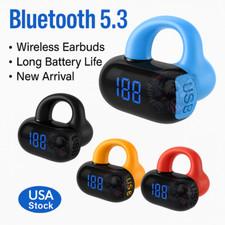 Open Ear Wireless Headphones Bluetooth Sport Headset Ear Clip-On Earbuds W/Mic