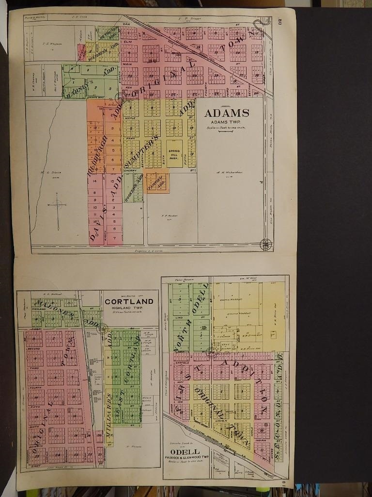 Nebraska, Gage County Map Adams, Cortland & Odell Township 1906 J4#85