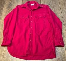 Vintage LL Bean Script Label Cotton Shirt Red Made In USA -15 1/2