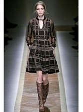 Runway $3290 Valentino PLAID A-LINE WOOL DRESS Size 8