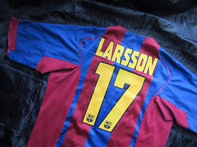 Henrik Larsson #17 Barca 2004-05 FC Barcelona HOME shirt jersey