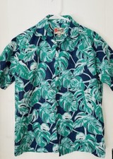 MINT Hilo Hattie Hawaiian Island Shirt GREEN MONSTERA Leaf made in USA Men's S