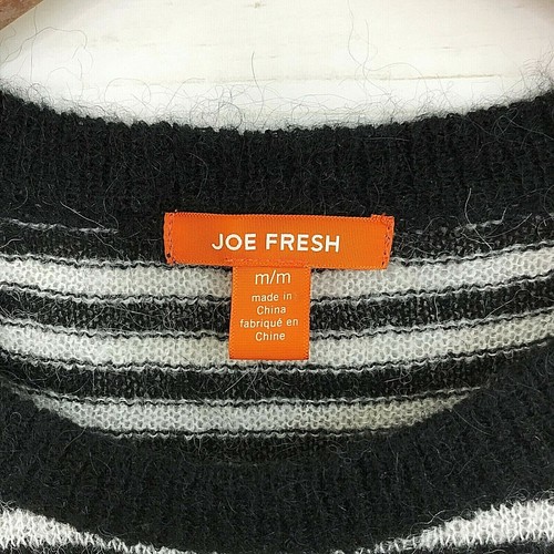 White Striped Fuzzy Sweater Size 