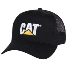 Black Caterpillar CAT Equipment Trucker Twill Mesh Diesel Cap Hat Cap