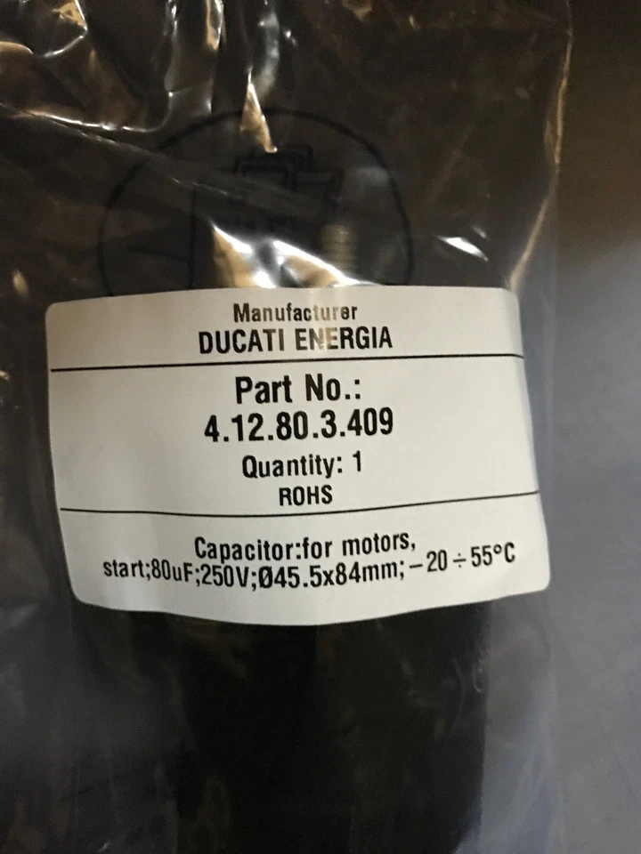 Condensador de Arranque Con Conector 80uF, 250 Volt. Condensador De Ducati