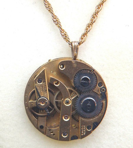 REPURPOSED ANTIQUE 'SKELETON' FOB WATCH PENDANT NECKLACE - Picture 7 of 12