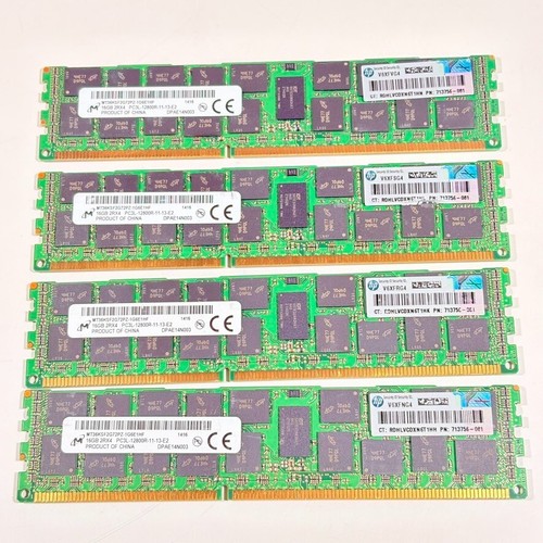 64GB 4 x 16GB Micron PC3L-12800R-11-13-E2 DDR3 ECC Server Memory HP Certified