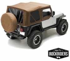Replacement Soft Top Canvas Roof Upper Skin & Rear Windows Spice 97-06 Wrangler