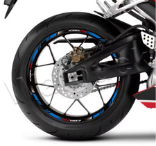 Honda CBR 600RR 1000RR Motorcycle Wheel Rim Sticker Decals Set 17" Blue & Black