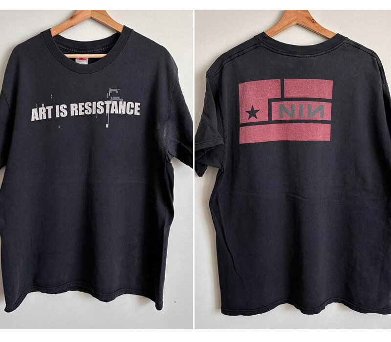 NINE INCH NAILS ART IS RESISTANCE Tシャツ Nine Inch Nails Shirt Art Is Resistance 2 side black T shirt