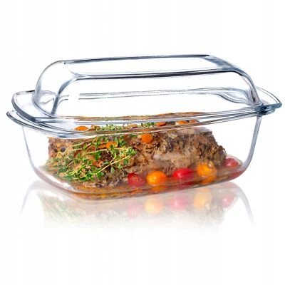 Molde para guiso KADAX con tapa y asas, 5.1L, asador rectangular de vidrio - Imagen 1 de 4