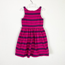 Girl s Size 5 Polo Ralph Lauren Hot Pink Navy Striped Button Back A Line Dress