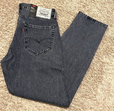 LEVI'S PREMIUM WELLTHREAD 502 TAPER JEANS FADED BLACK SIZE 34X32 NWT RT$128 0005
