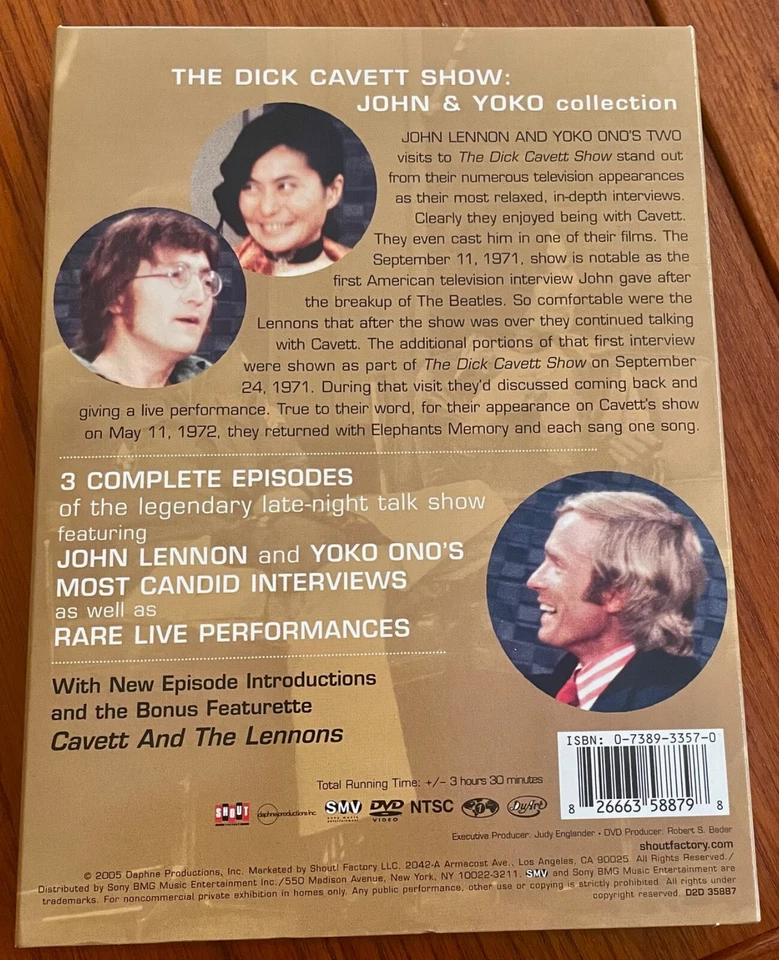 The Dick Cavett Show: John & Yoko Collection, Near Mint 2-DVD set, 2005 Shout Foto 3 de 4