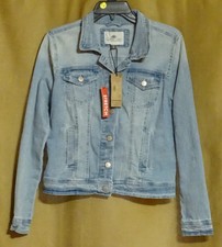 New 1 Sunset Lane Light Blue Stretch Denim Jean Jacket Buttons Pockets S