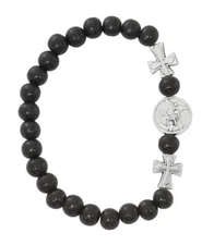 Black Wood St Michael Stretch Bracelet Comes Carded