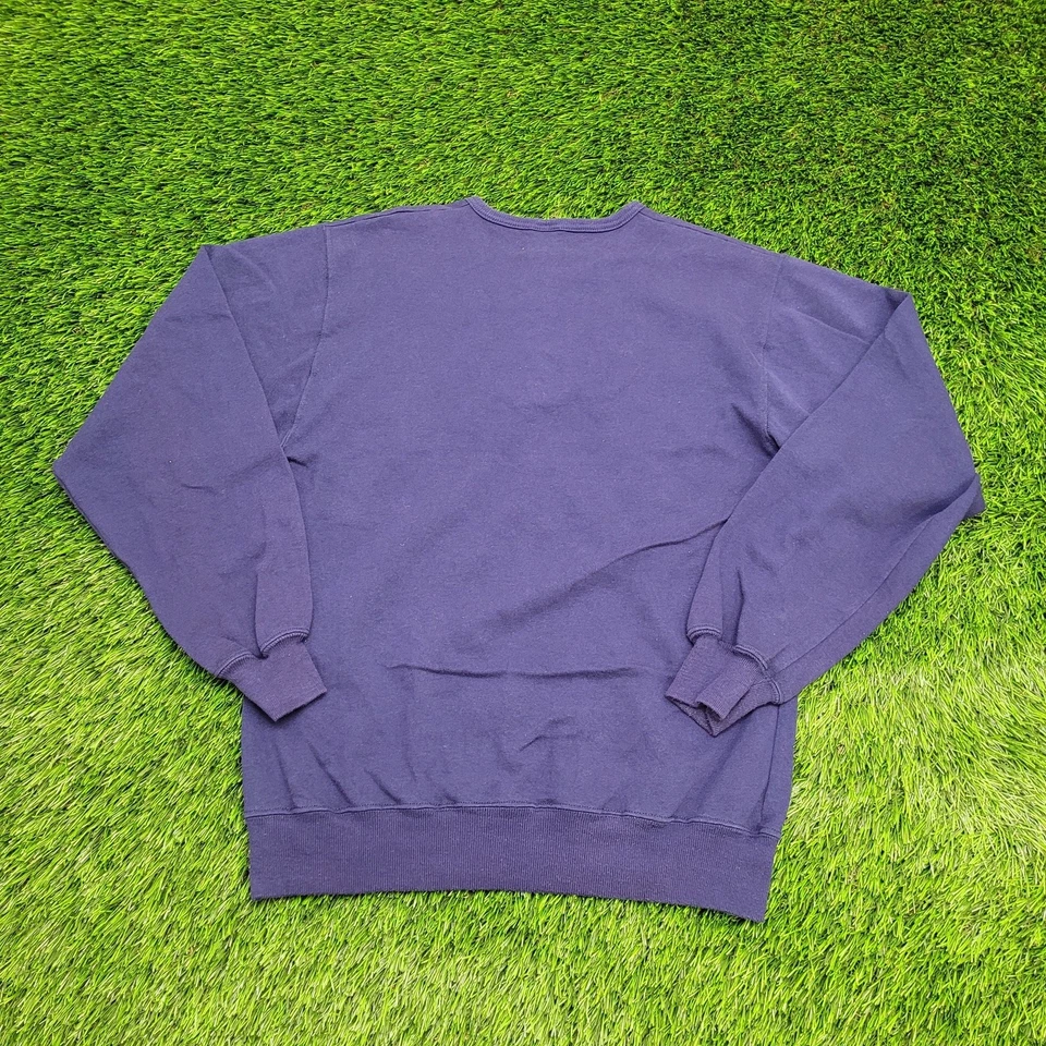 Vintage 80s JERZEES Henley Sweatshirt S/M 18x24 Purple Crop USA - Image 2 of 4
