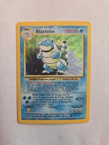 Pokemon Base Set Blastoise Holo Rare Unlimited 2/102 1999 WOTC