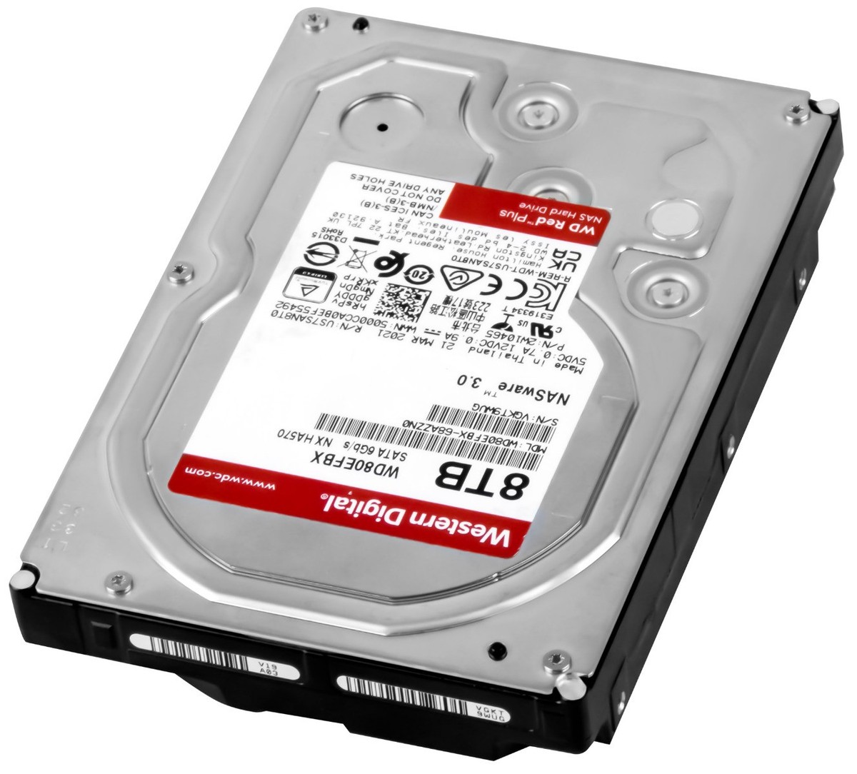 WD Red Plus Hard Drive WD80EFBX NASware 3.0 8TB 5.4K 256MB SATA