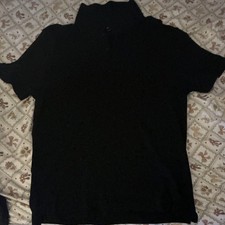 Calvin Klein Men's M Black Solid Polyester Short Sleeve Button Polo Shirt