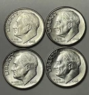 Lot Of 4 Silver Roosevelt Dimes 1946 UNC