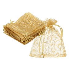 100Pcs Organza Bags 3.9x4.7 Inch Candy Bags Mesh Bag Jewelry Bag Gold