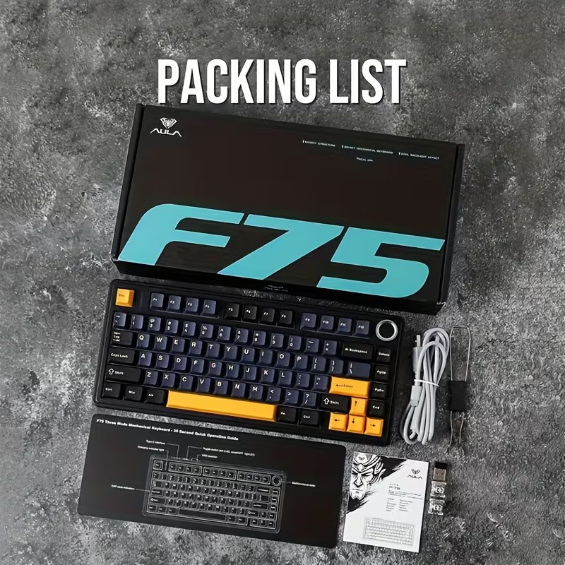 Aula F75 Wireless Mechanical Keyboard, Thunder Black, 75%, Brand new damaged box