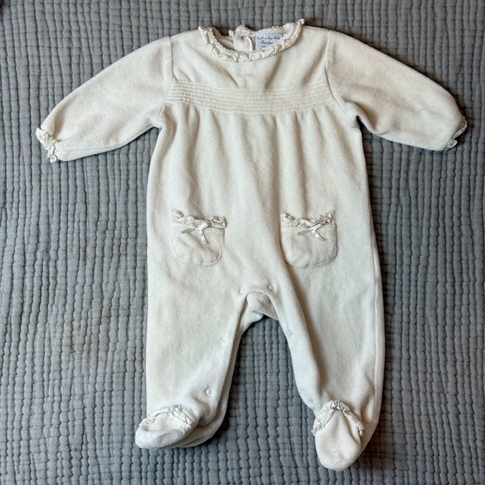 Rock a Bye Baby 0-3 Months Velour Sleeper Footie PJs Romper Outfit Baby Girl
