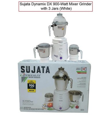 Sujata Dynamix 900 Watts Mixer Grinder 3 Versatile Jars (White)