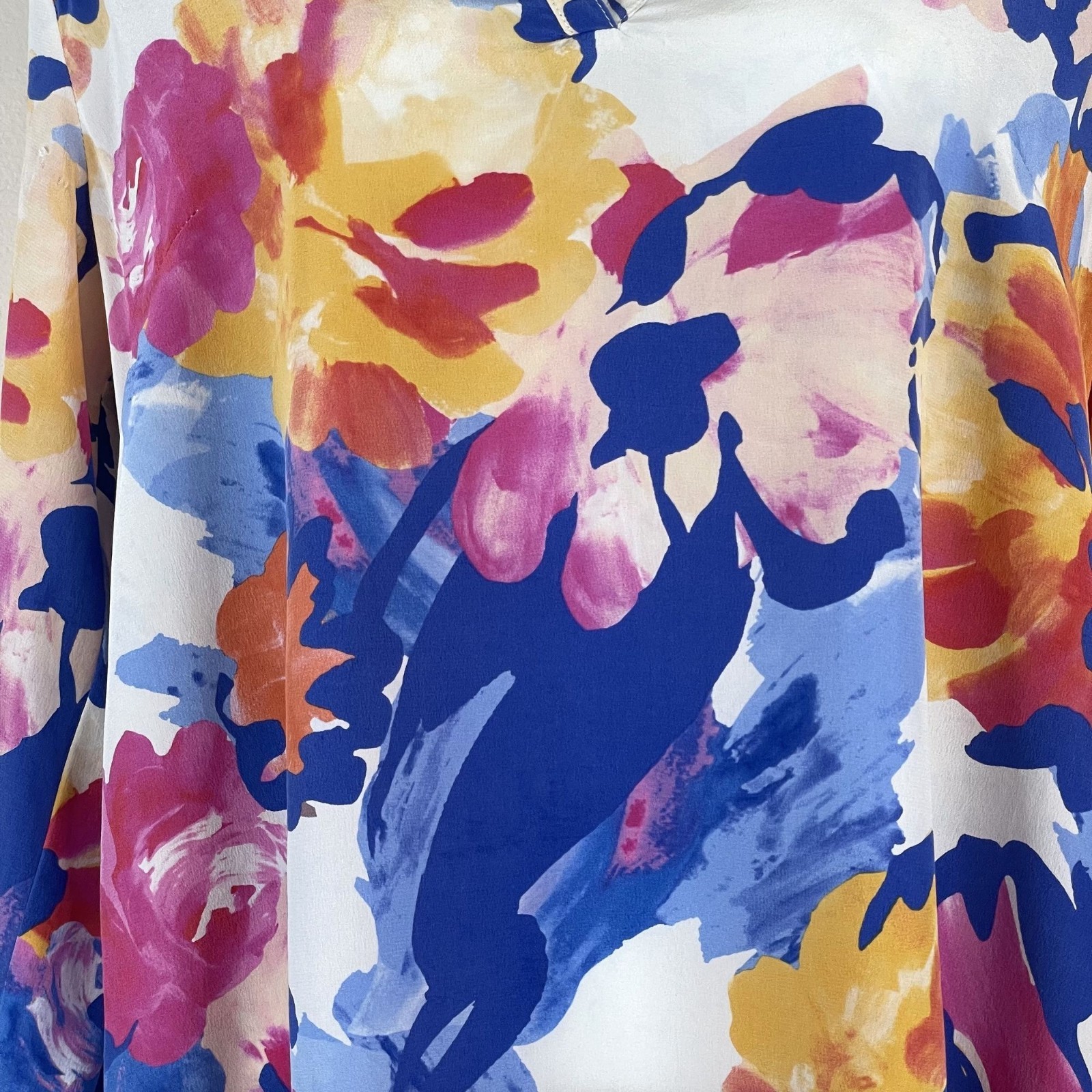 Tyler Boe Tunic Top Womens Small 100% Silk Beachy Coastal Floral Artsy Popover