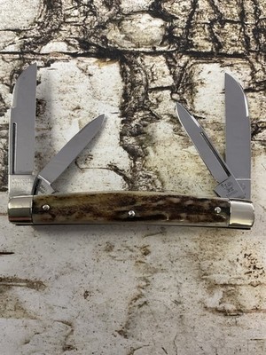 Hen And Rooster Gutmann Cut Co Genuine Stag Long Pull Small Congress Knife 