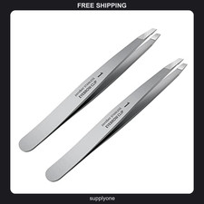 2-Piece Slant Tweezer Set, Stainless Steel Precision Eyebrow Grooming Tools