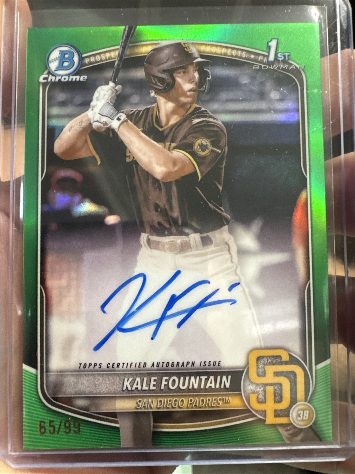 2025 Bowman Chrome Kale Fountain #CPA-KFO 1st Bowman Auto True Green /99