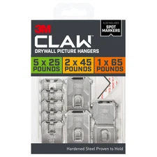 3M CLAW Drywall Picture Hanger Variety Packs: 25, 45, 65 lb. / 8-pack (Silver)