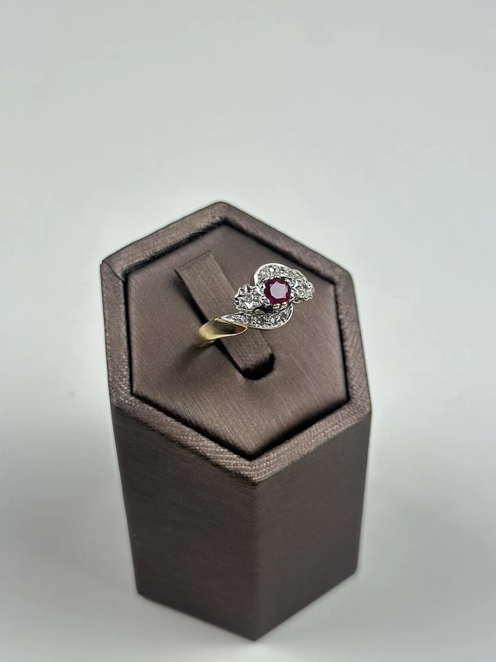 Ruby And Diamond Ring 9ct Gold , Hallmarked And Burma Ruby  - Image 2 of 4