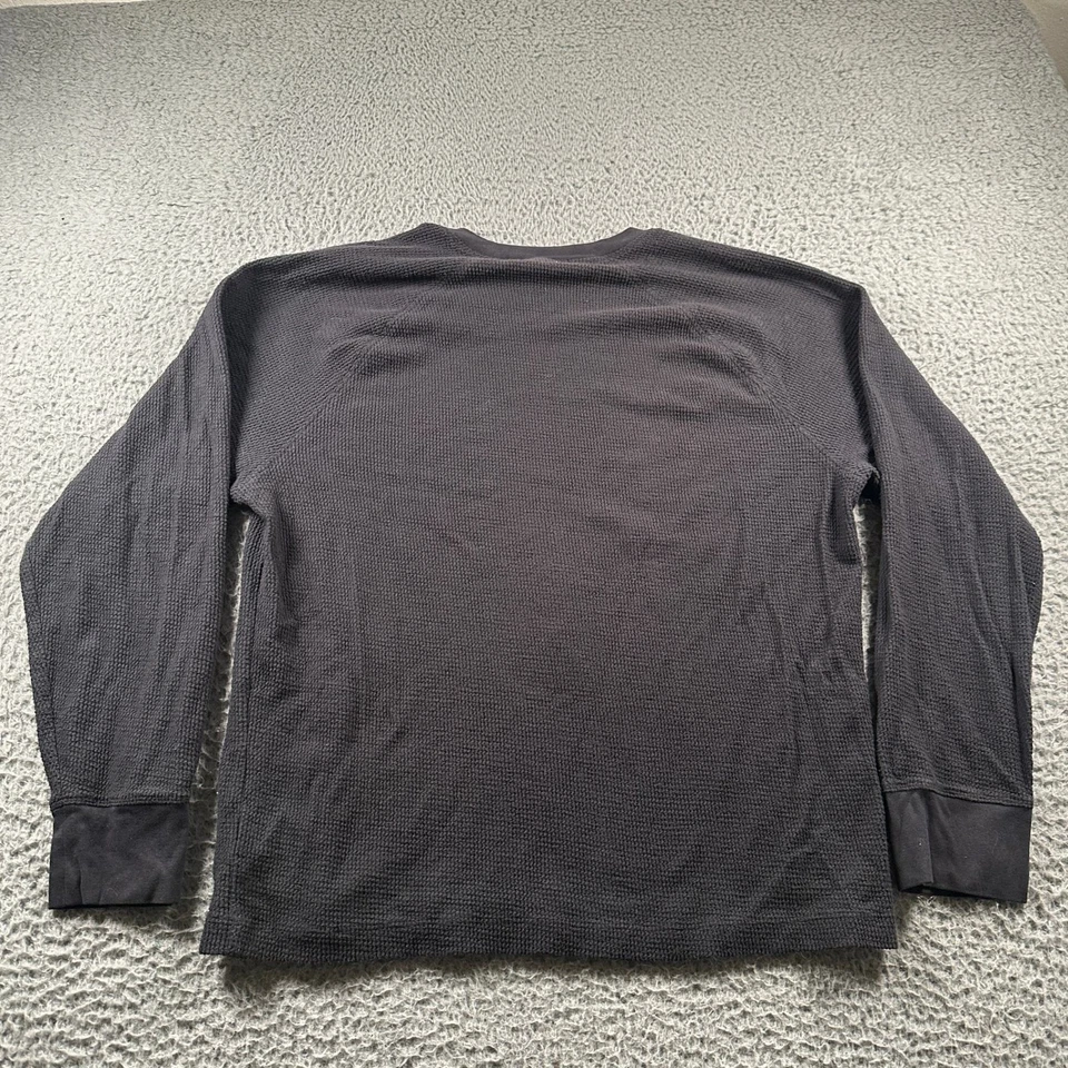 Camisa James Perse Para Hombres 3 Negra Waffle Térmica LS Cuello Redondo Mezcla de Cachemira Foto 4 de 4