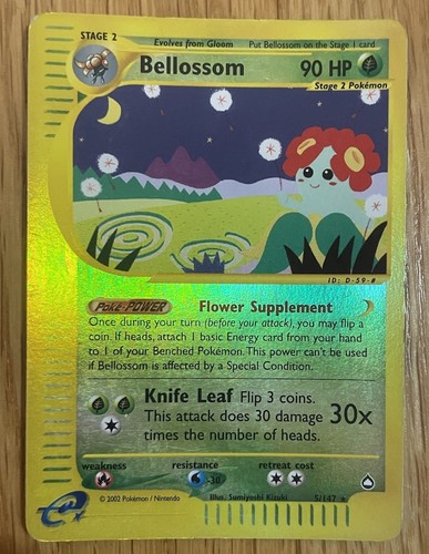 Bellossom 5/147 Aquapolis Reverse Holo Rare Moderately Played WOTC 2002 - Picture 1 of 2