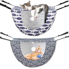 Unittype 2 Pieces Cat Cage Hammock Hanging Pet Bed Fish, as pictures shown