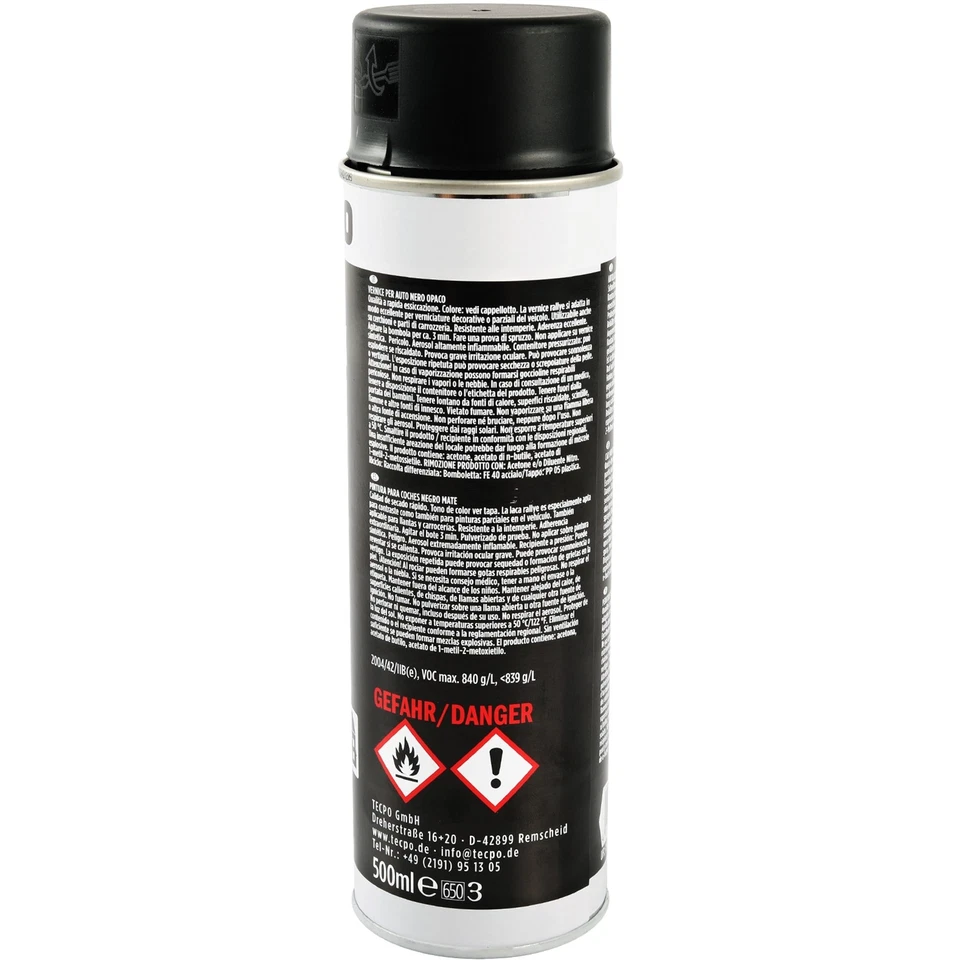 LACKSPRAY SCHWARZ MATT 6x 500ml AUTOLACK RALLYSCHWARZ MATT-SPRÜH-LACK FARBSPRAY - Bild 4 von 4