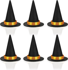 Mini Witch Hats for Crafts   6PCS Small Felt Witch Hat Decorations with Orange o