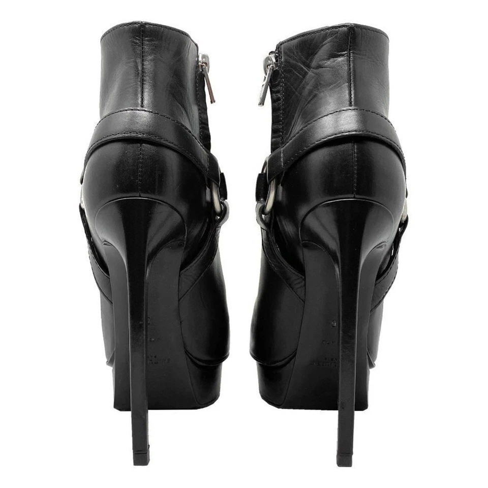 Saint Laurent Janis 120 Arnés Plataforma Cuero Botas Negro Talla 36 Foto 4 de 4