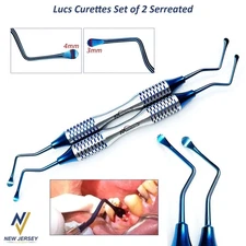 MARGALLA® Lucas Curette Dental/Surgical Bone Curettes Serrated Set of 2-PCS