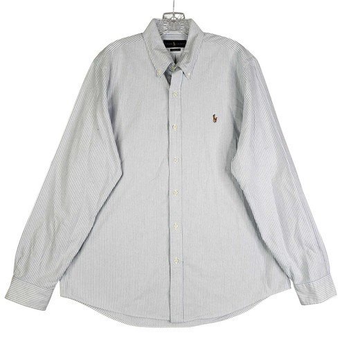 Polo Ralph Lauren Shirt Oxford Button Down Mens Large L Blue Stripe LS Cotton - Picture 2 of 10