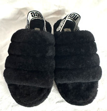 UGG Big Kids Fluff Yeah Slide Slipper Ribbon Black Size 6 US Youth