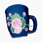 Totally-Today Ceramic Coffee Mug 11 fl oz Blue Pink Green Floral Rose — photo 2